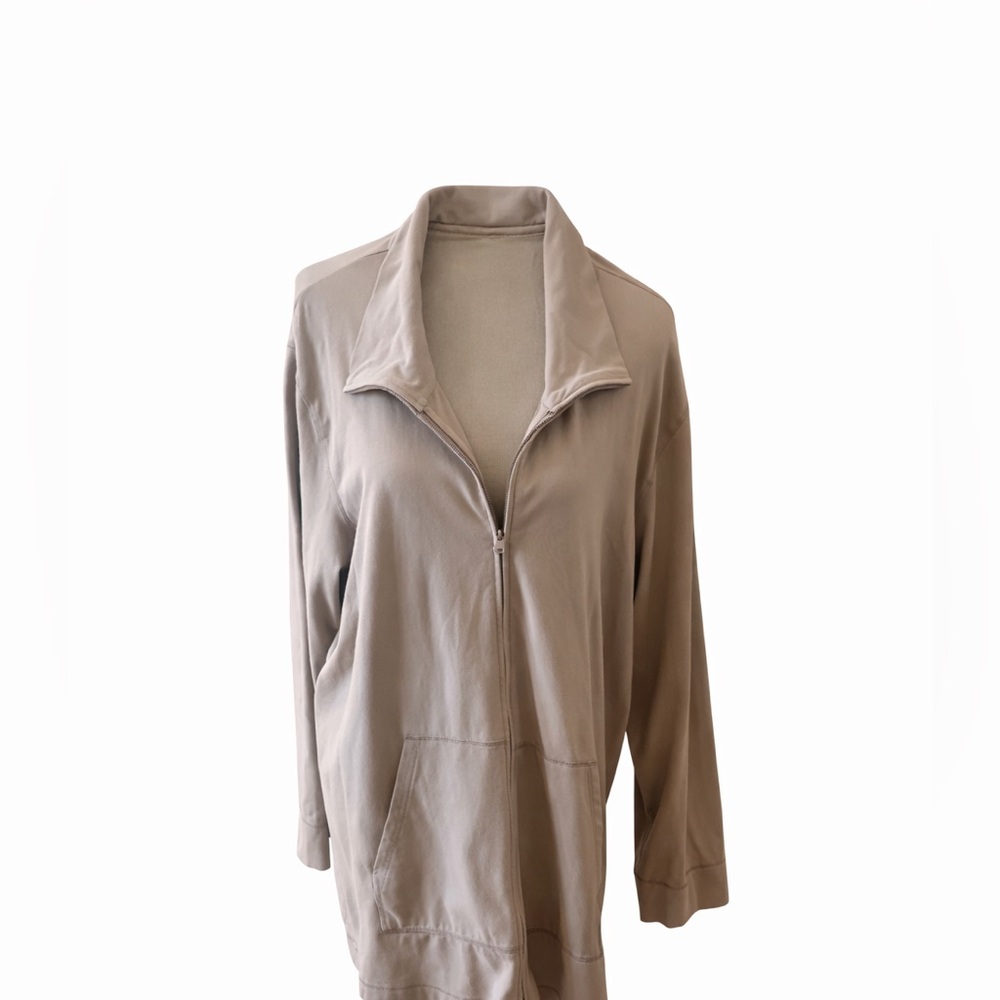 Eileen Fisher Woman 2X Organic Cotton Zip Utility Jacket Taupe